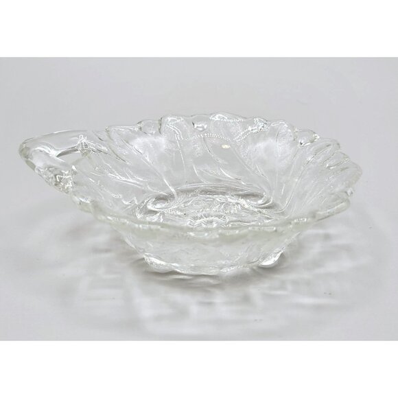 Indiana Glass Wild Rose Pattern Nappy Nut Candy Dish Handle Clear Pressed Glass - Picture 4 of 7